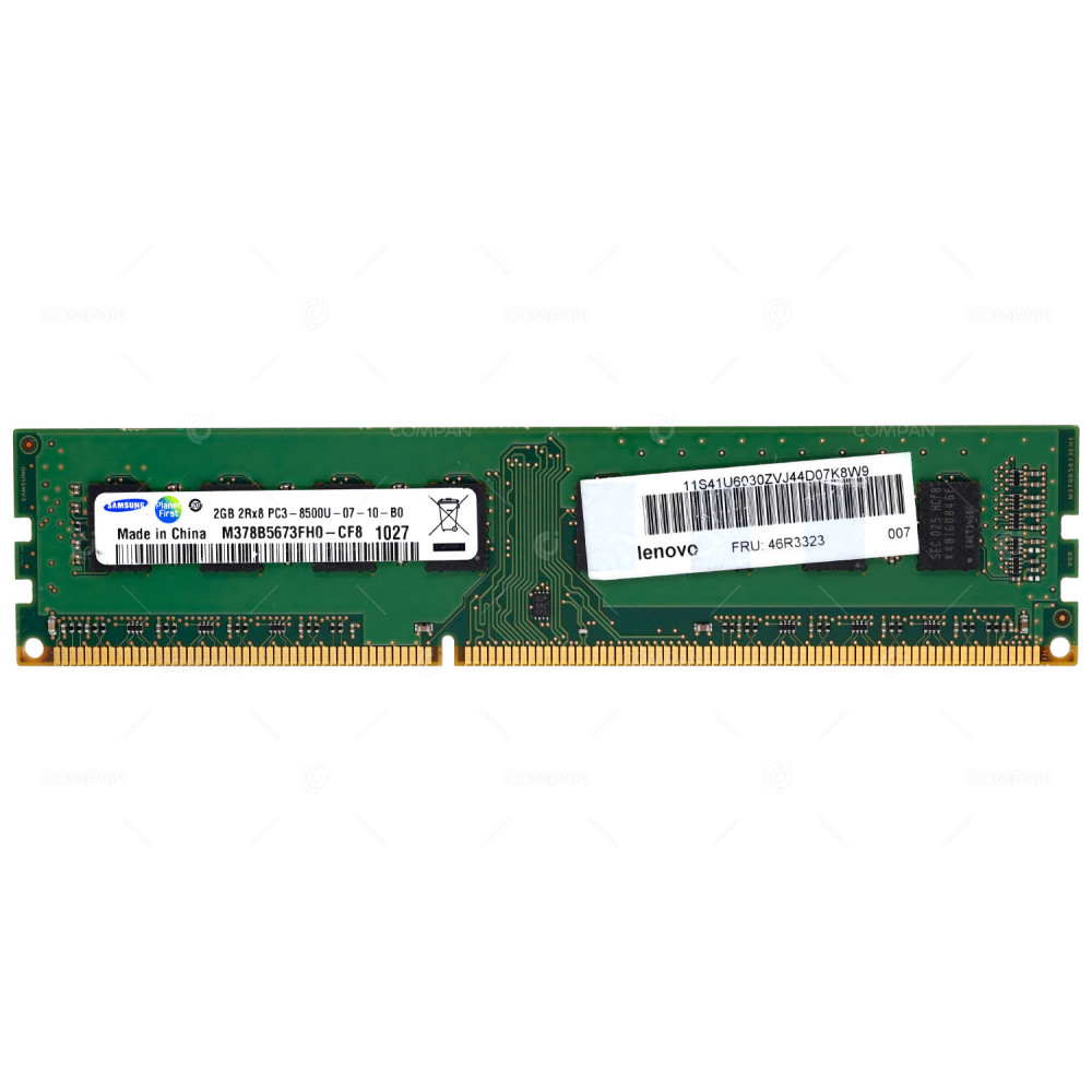 46R3323 LENOVO MEMORY 2GB 2RX8 PC3-8500U DDR3 M378B5673FH0-CF8, MT16JTF25664AZ-1G1F1, EBJ21UE8BDF0-AE-F, RMR1870EF48E8W-1333, RMR1870EF48E8F-1333